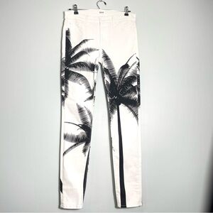 NWOT HUDSON Nico Mojave Black Palm Print Women's Skinny White Jeans Size 28